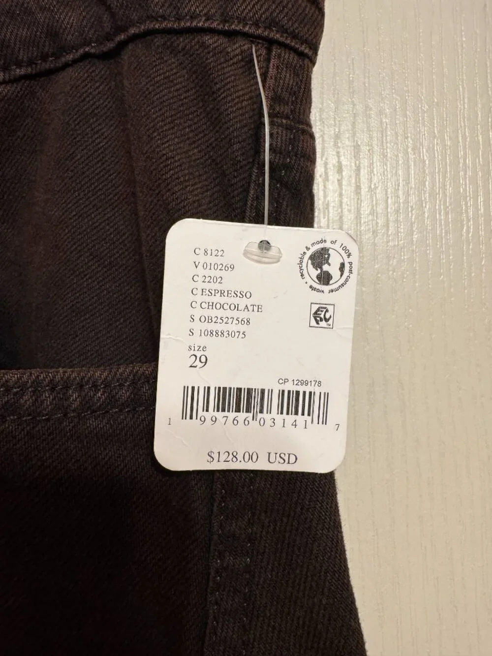 We The Free Twisted Barrel Leg Jeans Espresso Brown Size 29